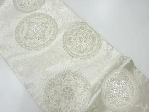 丸文に華文模様織出し袋帯